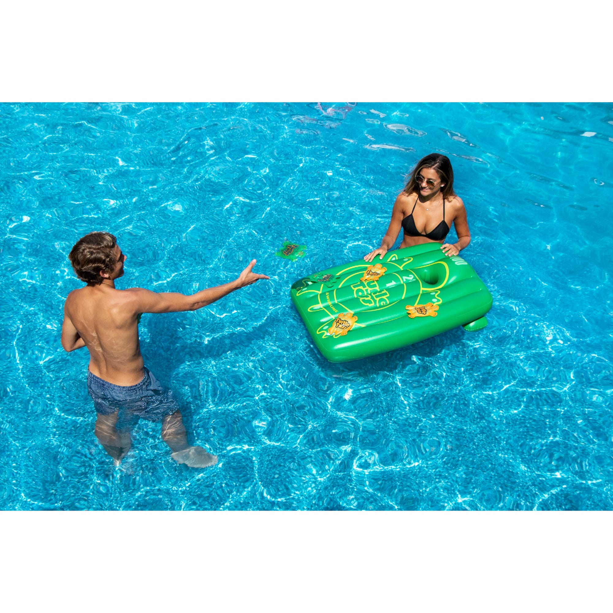 Swim Central 36" Green Inflatable Turtle Toss Cornhole Pool Game
